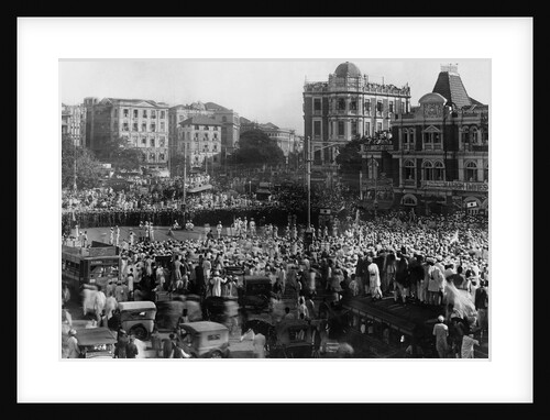 Bombay Police and Merchants During Street Protest by Anonymous
