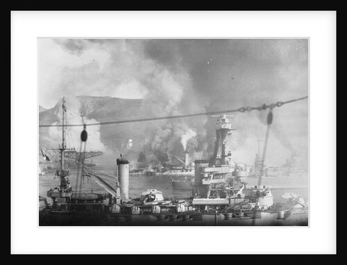 Fire and Smoke Emerging from Battleship Bretagne by Anonymous