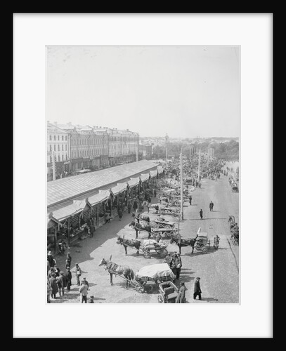 Horse Drawn Wagons and Shoppers at Jewish Market by Anonymous