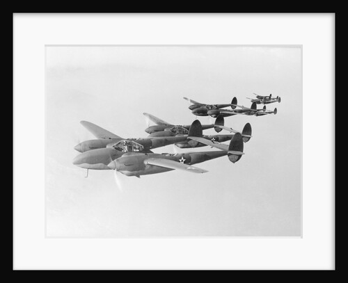 View of Lockheed P38 Interceptors Flying by Anonymous