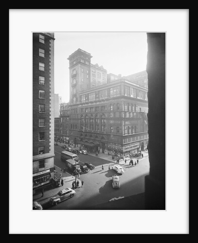 Exterior View Carnegie Hall with Pedestrians and Traffic by Anonymous