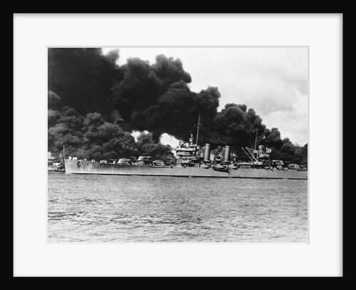Light Cruiser Passing Burning USS Arizona by Anonymous