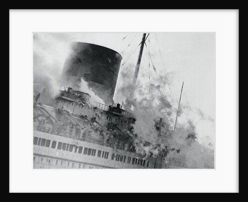 Smoke and Flames Billowing Out From a Ship by Anonymous