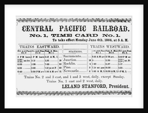 Railroad Timetable from 1864 by Anonymous