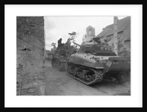 American Tanks Passing Through Town to Battle by Anonymous