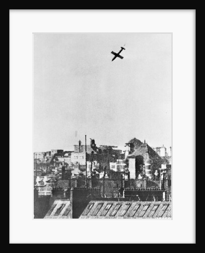 V-1 German Missile Over English Town 1944 by Anonymous