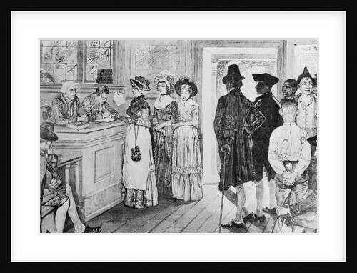 Illustration of Women Voting at Polling Place by Anonymous