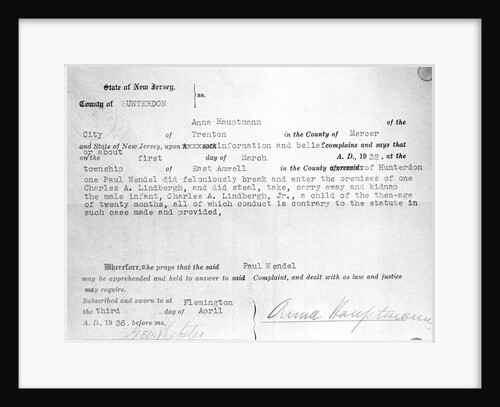 Warrant for Lindbergh Kidnapping by Anonymous