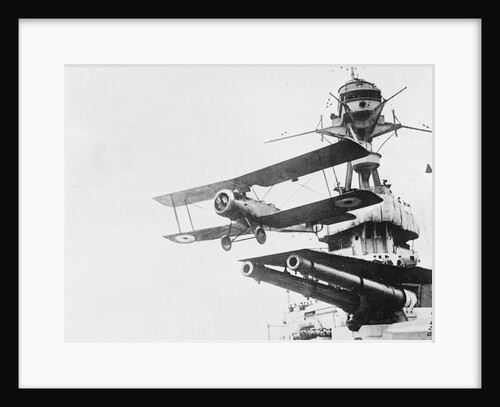 Biplane Taking off from Aircraft Carrier by Anonymous