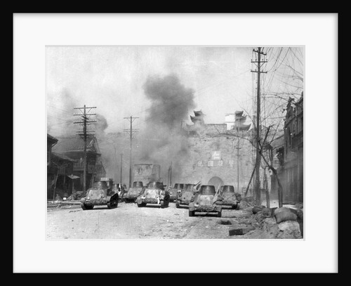 Japanese Tanks Patrolling Nanking Building by Anonymous