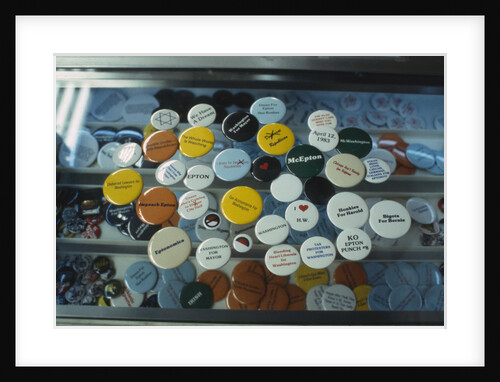 Politically Outspoken Buttons on Display by Anonymous