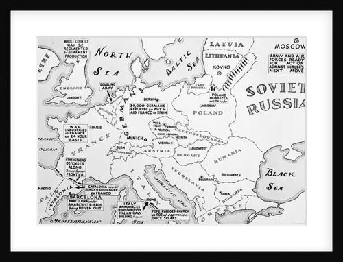 Map of Europe Shortly Before German Invasion of Poland by Anonymous
