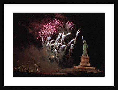 Fireworks Exploding near Statue of Liberty by Anonymous