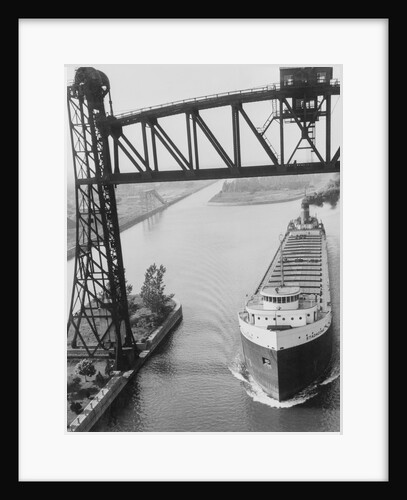 Boat Passing Underneath Rail Lift Bridge by Anonymous