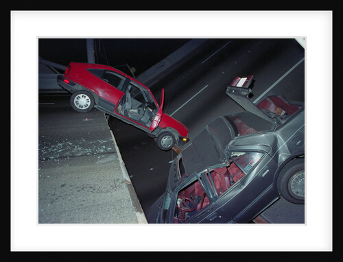 Automobiles Trapped on Bridge by Anonymous