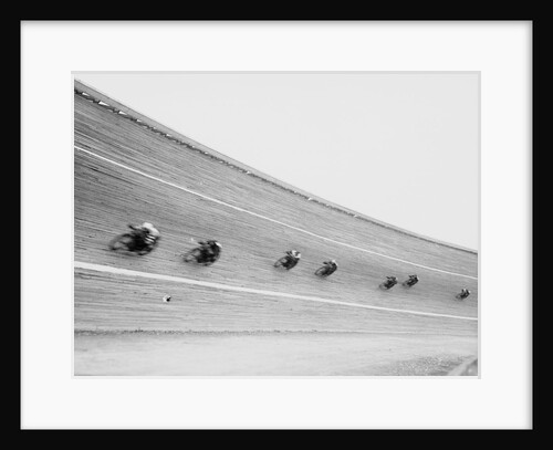 Motorcycles Racing on Sloped Track by Anonymous