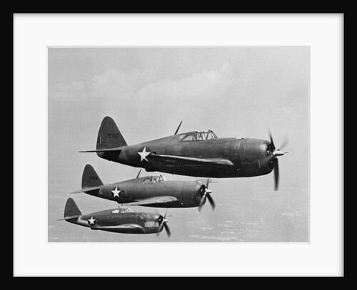 USAAF P-47 THunderbolt Fighter Planes in Flight by Anonymous