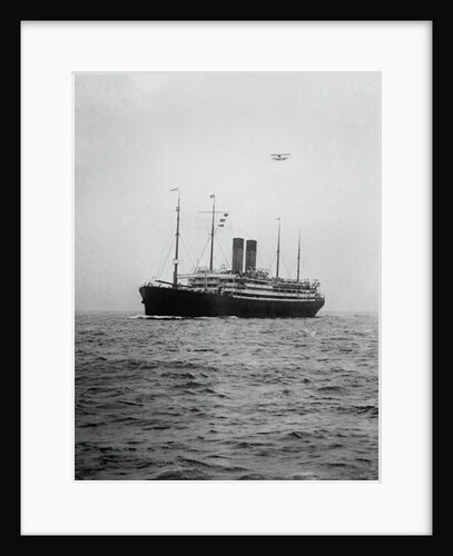 Mail Plane over Large Vessel out to Sea by Anonymous