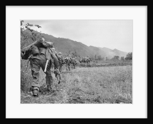 Infantrymen Hustling Through Field by Anonymous