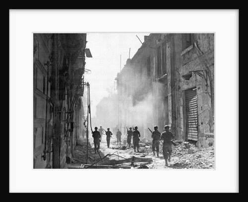 American Soldiers on War Torn Street of Messina by Anonymous