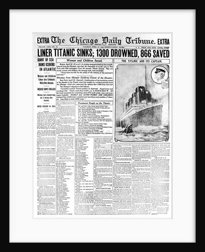 Chicago Daily Tribune Headlining the Titanic Disaster by Anonymous