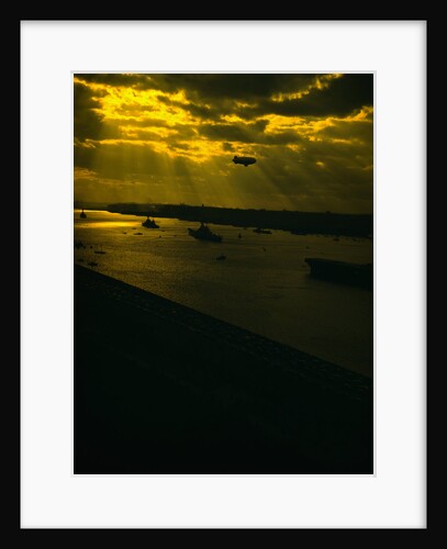 Navy Fleet Sailing in Harbor by Anonymous