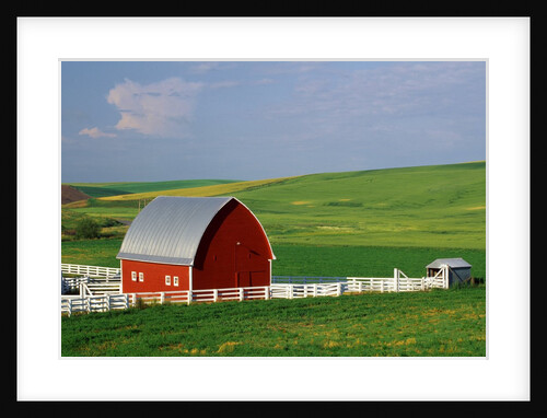 Red Barn and White Fence Near Pullman by Anonymous