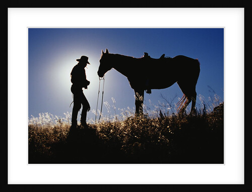 Silhouettes of Cowboy and Horse by Anonymous