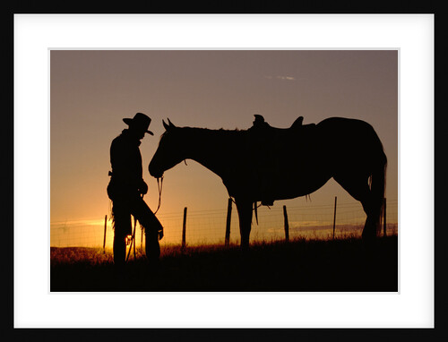 Cowboy Standing with His Horse by Anonymous