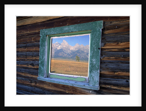 Teton Range Reflected in Window by Anonymous