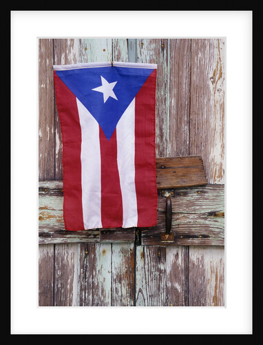Puerto Rican Flag on Old Door by Anonymous