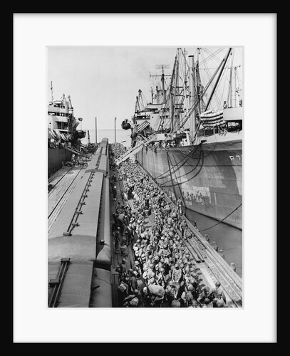WWII Troops Preparing to Disembark by Anonymous