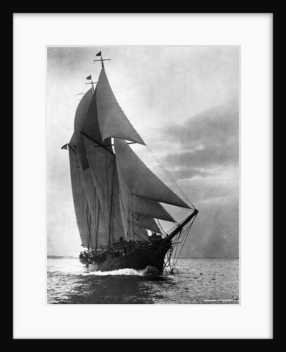 Auxiliary Schooner with Full Sails by Anonymous