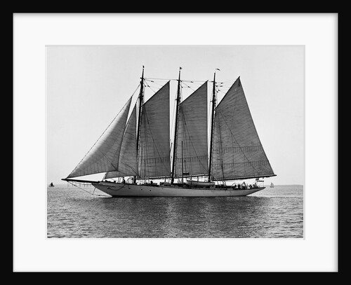 Auxiliary Schooner with Full Sails by Anonymous