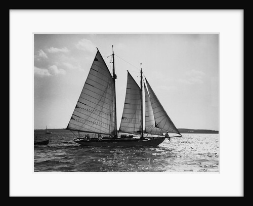 Auxiliary Schooner with Full Sails by Anonymous