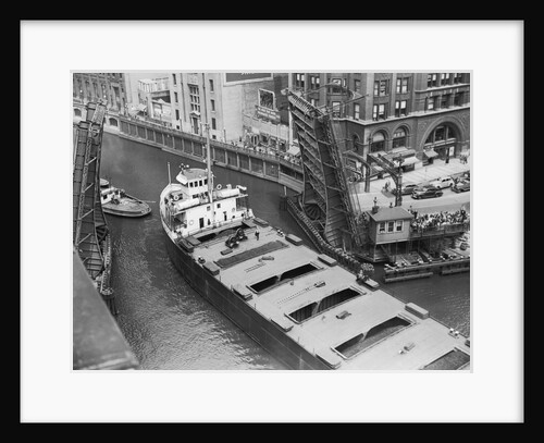 Cargo Ship in Canal by Anonymous
