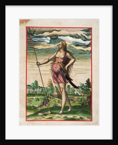 Native American Woman with Dagger by Theodor de Bry