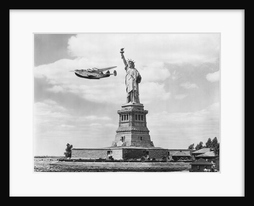 Seaplane Flying by Statue of Liberty by Anonymous
