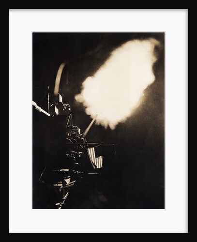 Ship Cannon Firing at Night by Anonymous