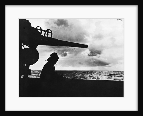 Gun and Crewman Looking out to Sea by Anonymous