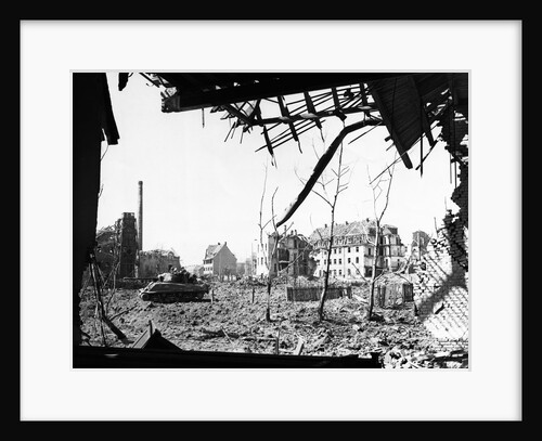 American Tank Amid Rubble in Street of German City by Anonymous