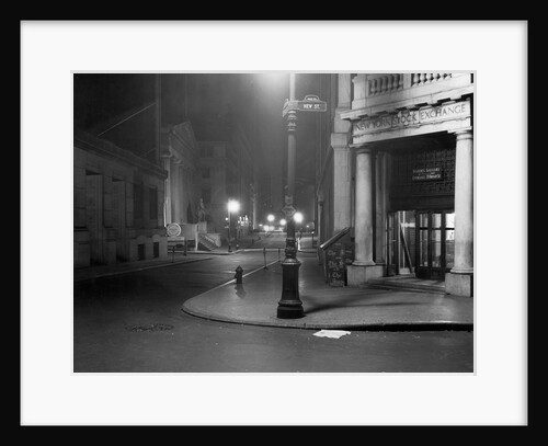 View of Wall Street During Nighttime Hours by Anonymous