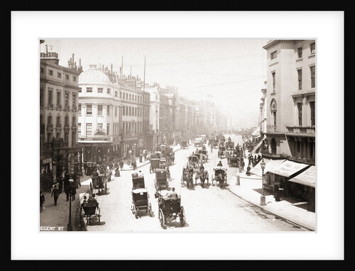 Horse Driven Carriages on Early London Street by Anonymous