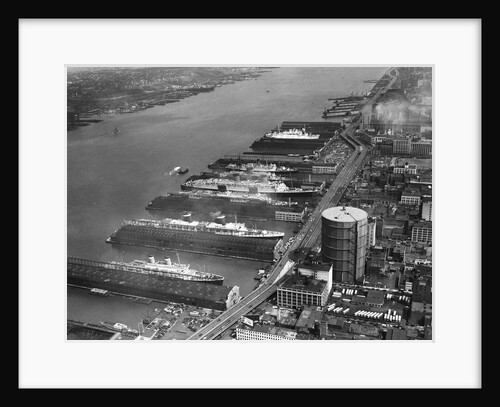 View of West Side Piers at New York City Harbor by Anonymous