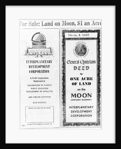 Advertisement for Lunar Real Estate by Anonymous