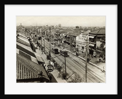 View of Houses and Travelers on Street by Anonymous