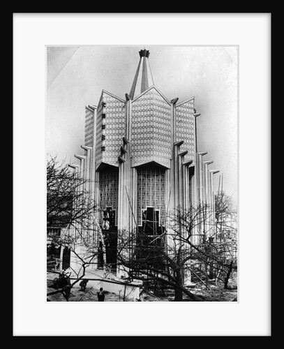 View of Exquisite Japanese Building Through Trees by Anonymous