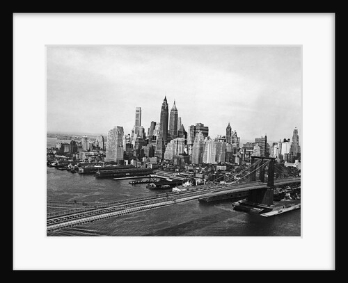 View of Brooklyn Bridge With New York City Skyline in Background by Anonymous