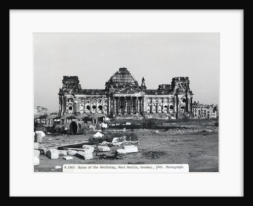 Exterior View of Ruins at The Reichstag in West Berlin by Anonymous