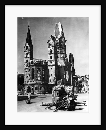 View of Street with Damaged Church and a Weapon of War by Anonymous